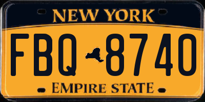 NY license plate FBQ8740