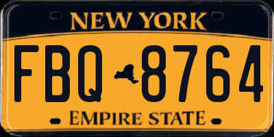 NY license plate FBQ8764