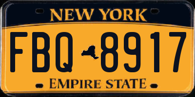 NY license plate FBQ8917