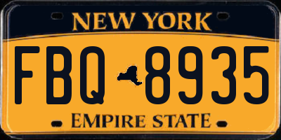 NY license plate FBQ8935