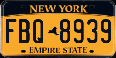 NY license plate FBQ8939