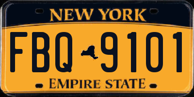 NY license plate FBQ9101