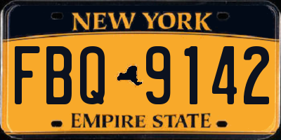NY license plate FBQ9142