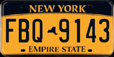 NY license plate FBQ9143