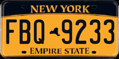 NY license plate FBQ9233