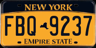 NY license plate FBQ9237