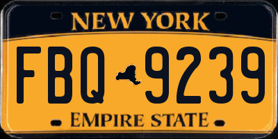 NY license plate FBQ9239
