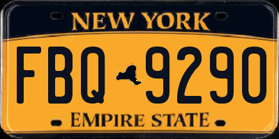 NY license plate FBQ9290