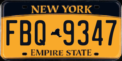 NY license plate FBQ9347