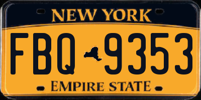 NY license plate FBQ9353