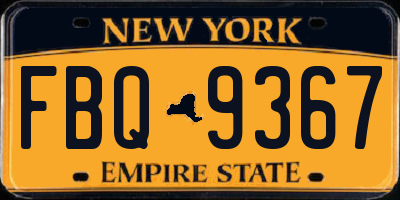 NY license plate FBQ9367