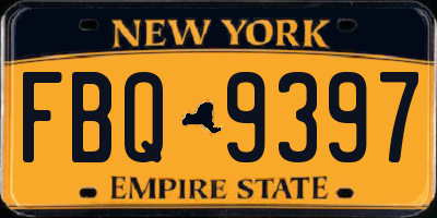NY license plate FBQ9397