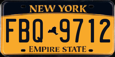 NY license plate FBQ9712
