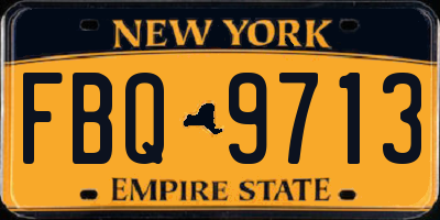 NY license plate FBQ9713