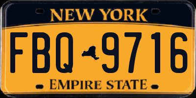 NY license plate FBQ9716