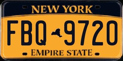 NY license plate FBQ9720