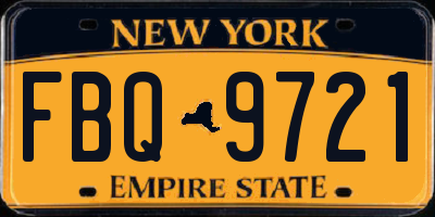 NY license plate FBQ9721