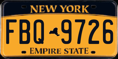 NY license plate FBQ9726