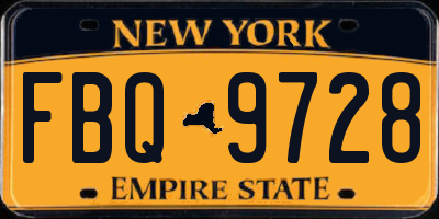 NY license plate FBQ9728