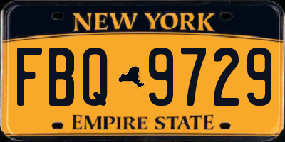 NY license plate FBQ9729