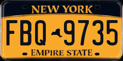 NY license plate FBQ9735