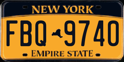NY license plate FBQ9740