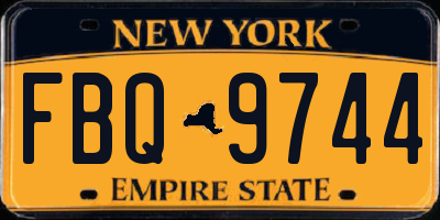 NY license plate FBQ9744