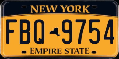 NY license plate FBQ9754