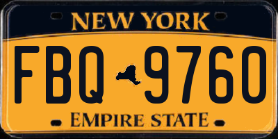 NY license plate FBQ9760