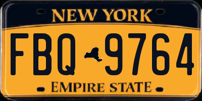 NY license plate FBQ9764