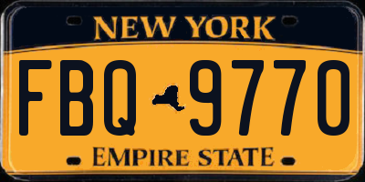 NY license plate FBQ9770