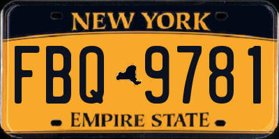 NY license plate FBQ9781
