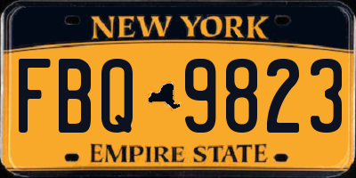 NY license plate FBQ9823