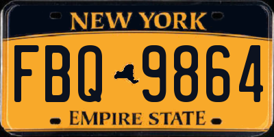 NY license plate FBQ9864