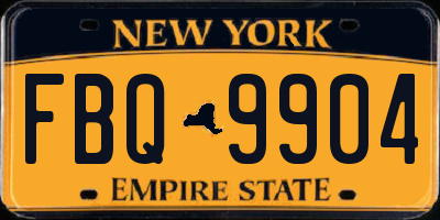 NY license plate FBQ9904
