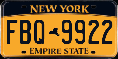 NY license plate FBQ9922