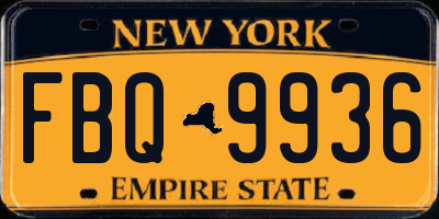 NY license plate FBQ9936