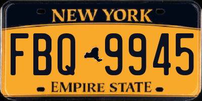 NY license plate FBQ9945