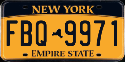 NY license plate FBQ9971