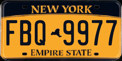 NY license plate FBQ9977