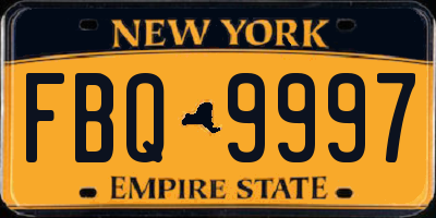 NY license plate FBQ9997