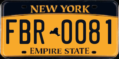 NY license plate FBR0081