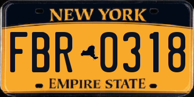 NY license plate FBR0318