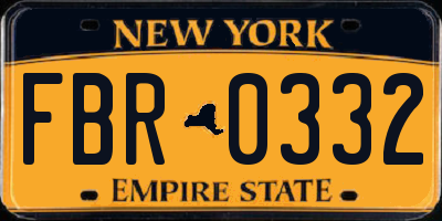 NY license plate FBR0332