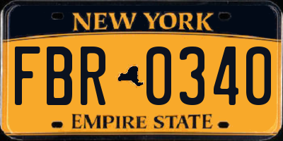 NY license plate FBR0340