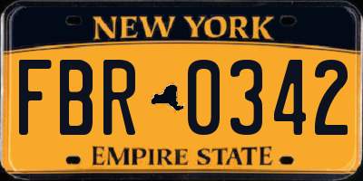 NY license plate FBR0342