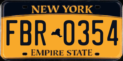 NY license plate FBR0354