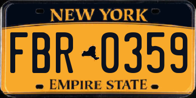 NY license plate FBR0359