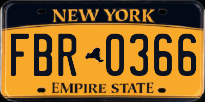 NY license plate FBR0366