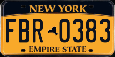 NY license plate FBR0383